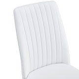 English Elm Modern Dining Chairs Set Of 6, Side Dining Room/Kitchen Chairs, Faux Leather Upholstered Seat and Metal Legs Side Chairs, White