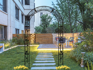 English Elm Metal Garden Arch For Climbing Plants - Elegant Iron Trellis For Weddings, Events & Outdoor Spaces W656127048