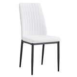 English Elm Modern Dining Chairs Set Of 6, Side Dining Room/Kitchen Chairs, Faux Leather Upholstered Seat and Metal Legs Side Chairs, White