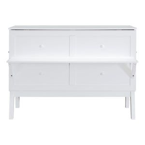 English Elm Queen Murphy Wall Bed with Usb Charging Pine Wood Cabinet for Studio Apartments White LP001661AAK