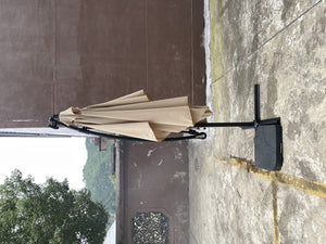 English Elm Rectangle Solar Led Patio Umbrella with Crank Lift Upf 40 Waterproof Garden Shade Tan W656127030