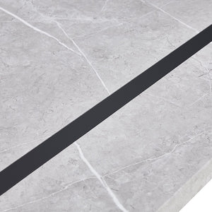 English Elm Modern 55" Dining Table for 4, Industrial MDF+Metal Rectangular Desk for Home, Office, Easy Assembly WF312270AAG