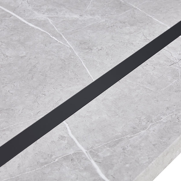 English Elm Modern 55" Dining Table for 4, Industrial MDF+Metal Rectangular Desk for Home, Office, Easy Assembly WF312270AAG