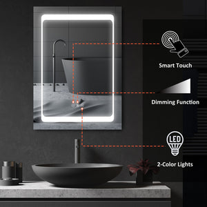 English Elm kleankin Stainless Steel LED Medicine Cabinet Mirror with Dimmer, Dual Temp Light, 3 Shelves, Plug-In Wall-Mount W2225140850