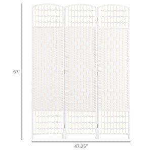 English Elm 3 Panel Room Divider | 67" Hand-Woven Wave Privacy Screen, Foldable Bamboo-Paper Panels for Home Office Decorating W2225140848
