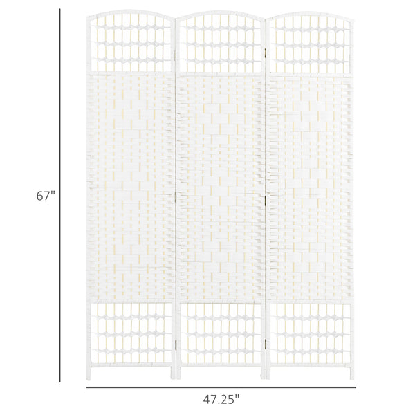 English Elm 3 Panel Room Divider | 67" Hand-Woven Wave Privacy Screen, Foldable Bamboo-Paper Panels for Home Office Decorating W2225140848