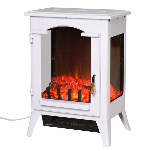 English Elm 23" Electric Fireplace Heater Stove with Realistic LED Logs, 750/1500W Heat, Safety Features, White W2225140844