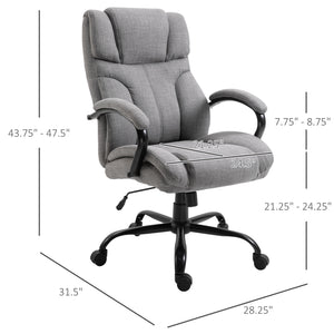 English Elm 500lbs Big and Tall Office Chair with Wide Linen Seat, Ergonomic Support, 500 lb Capacity, Tilt & Swivel, Light Grey W2225140855