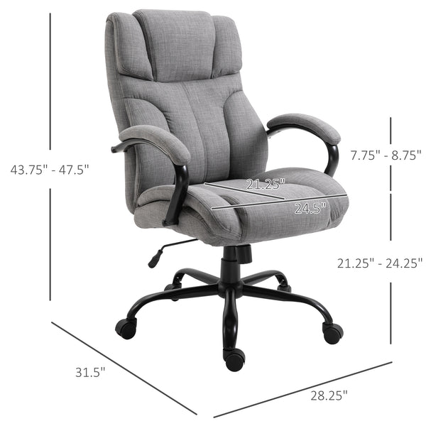 English Elm 500lbs Big and Tall Office Chair with Wide Linen Seat, Ergonomic Support, 500 lb Capacity, Tilt & Swivel, Light Grey W2225140855