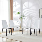 English Elm Modern Dining Chairs Set Of 6, Side Dining Room/Kitchen Chairs, Faux Leather Upholstered Seat and Metal Legs Side Chairs, White