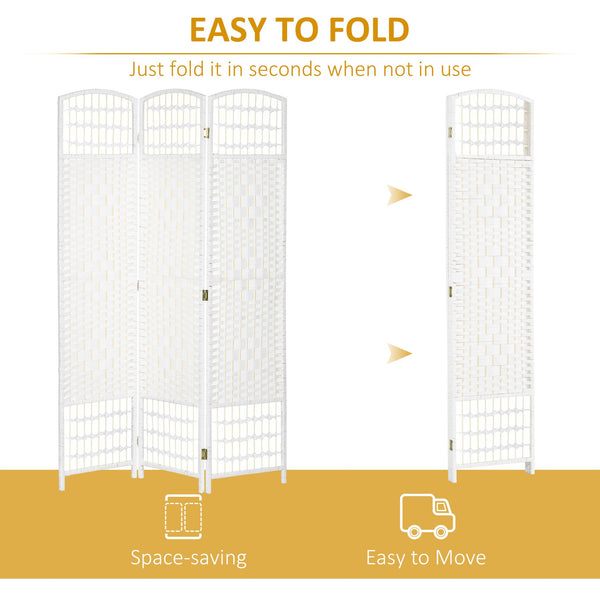 English Elm 3 Panel Room Divider | 67" Hand-Woven Wave Privacy Screen, Foldable Bamboo-Paper Panels for Home Office Decorating W2225140848