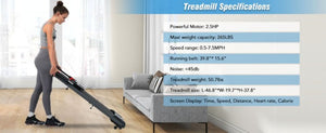 English Elm New Folding Walking Pad Treadmill 2.5hp Motor Incline Under Desk Home Gym Fit MS312896AAB