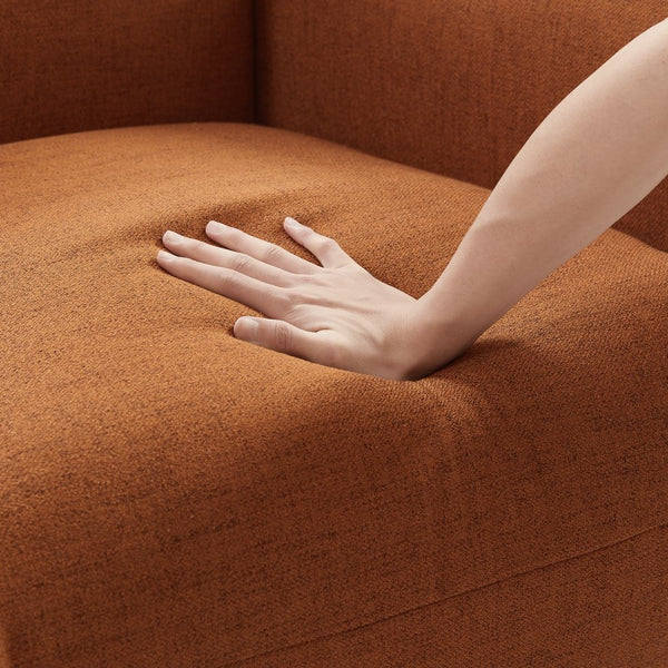 English Elm Accent Chair Plush Cotton-Linen Single Sofa 42"W Cloudlike Seat Rounded Arms Rust Red Cozy Style W542140662