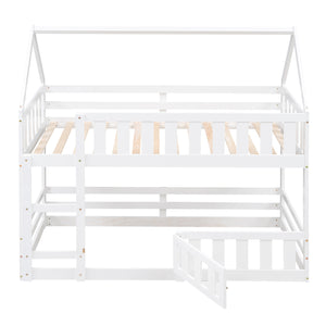 English Elm Twin Twin over Full Metal Bunk Bed with Integrated Ladder, Full-Length Guardrail, Futon-Ready Versatile Design White N7090000734K