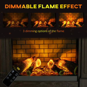 English Elm 32" Electric Fireplace Mantel Brown – Freestanding 700/1400W Heater with LED Log Flame, Shelf, Remote W2225140842