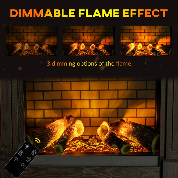 English Elm 32" Electric Fireplace Mantel Brown – Freestanding 700/1400W Heater with LED Log Flame, Shelf, Remote W2225140842