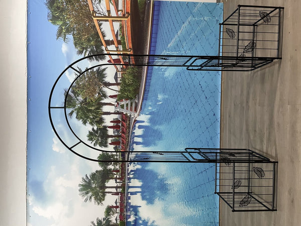 English Elm Metal Garden Arch For Climbing Plants & Weddings | Elegant Outdoor Trellis With Doors, Black Finish W656127046