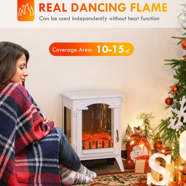English Elm 23" Electric Fireplace Heater Stove with Realistic LED Logs, 750/1500W Heat, Safety Features, White W2225140844