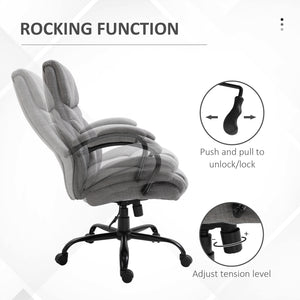 English Elm 500lbs Big and Tall Office Chair with Wide Linen Seat, Ergonomic Support, 500 lb Capacity, Tilt & Swivel, Light Grey W2225140855