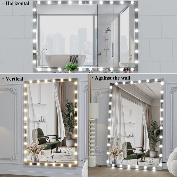 English Elm Hollywood Led Full Body Mirror - Extra Large 72X48 Vanity Mirror With 3 Adjustable Color Modes & Dimmable Lights W708131918