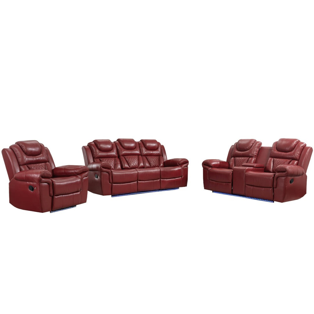 English Elm Home Theater Two Seat Manual Recliner with Led Base Lighting and Built in Console SG001131AAJ