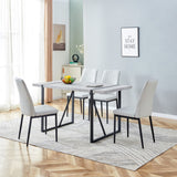 English Elm 5-Piece Dining Table Chairs Set, Rectangular Dining Room Table Set For 4, Modern Dining Table and Faux Leather Chairs For Kitchen Dining Room, Small Space, Gray