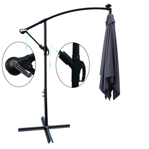English Elm Square Solar Led Patio Umbrella Upf 40 Polyester Canopy with Crank Lift Wind Vent Anthracite W656127038