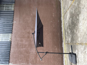 English Elm Rectangle Solar Led Patio Umbrella with Crank Lift Upf 40 Waterproof Garden Shade Anthracite W656127034