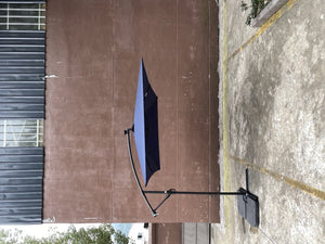 English Elm Rectangle Solar Led Patio Umbrella with Crank Lift Upf 40 Waterproof Garden Shade Navy Blue W656127031