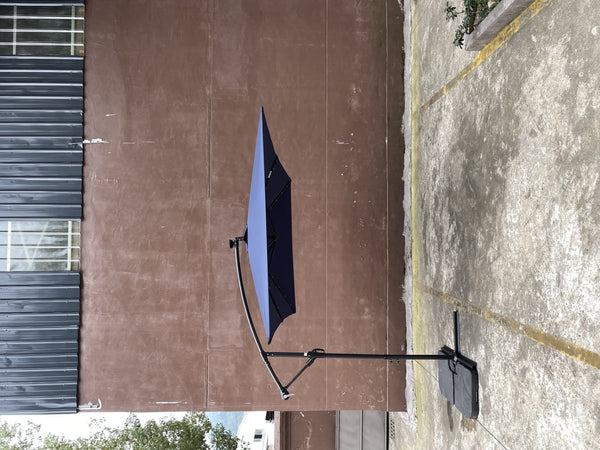 English Elm Rectangle Solar Led Patio Umbrella with Crank Lift Upf 40 Waterproof Garden Shade Navy Blue W656127031