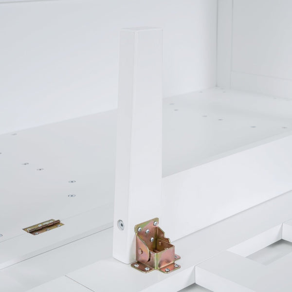 English Elm Full Size Murphy Wall Bed with Usb Charging Removable Shelves Pine Cabinet White LP001660AAK