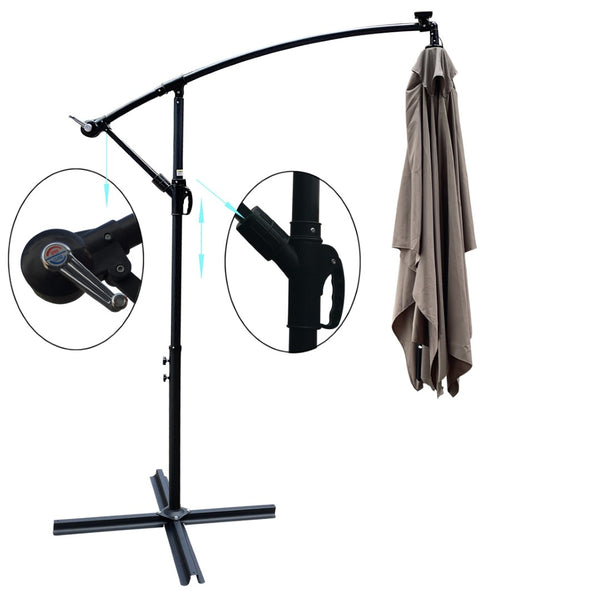English Elm Rectangle Solar Led Patio Umbrella with Crank Lift Upf 40 Waterproof Garden Shade Mushroom W656127033