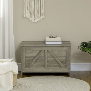 English Elm 30" Farmhouse Storage Chest with Gas-Strut Lid, 66 lb Capacity Trunk for Blankets, Entryway Decor W2225140853