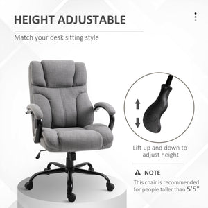 English Elm 500lbs Big and Tall Office Chair with Wide Linen Seat, Ergonomic Support, 500 lb Capacity, Tilt & Swivel, Light Grey W2225140855