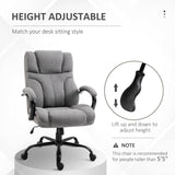 English Elm 500Lbs Big and Tall Office Chair With Wide Seat, Ergonomic Executive Computer Chair With Adjustable Height, Swivel Wheels and Linen Finish, Light Grey