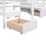 Hearth and Haven Exotix Full over Full Convertible Bunk Bed with Staircase, White