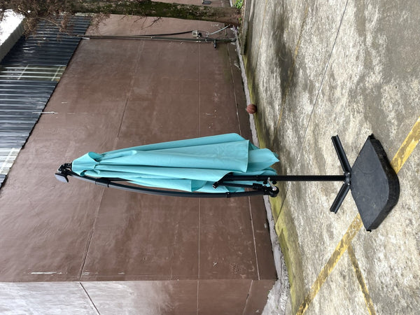 English Elm Rectangle Solar Led Patio Umbrella with Crank Lift Upf 40 Waterproof Garden Shade Turquoise W656127035