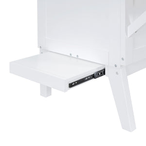 English Elm Full Size Murphy Wall Bed with Usb Charging Removable Shelves Pine Cabinet White LP001660AAK