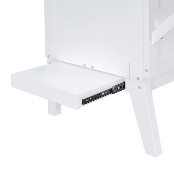 English Elm Full Size Murphy Wall Bed with Usb Charging Removable Shelves Pine Cabinet White LP001660AAK