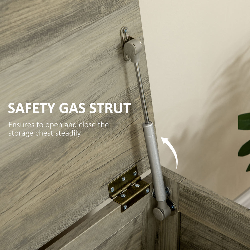 English Elm 30" Farmhouse Storage Chest with Gas-Strut Lid, 66 lb Capacity Trunk for Blankets, Entryway Decor W2225140853