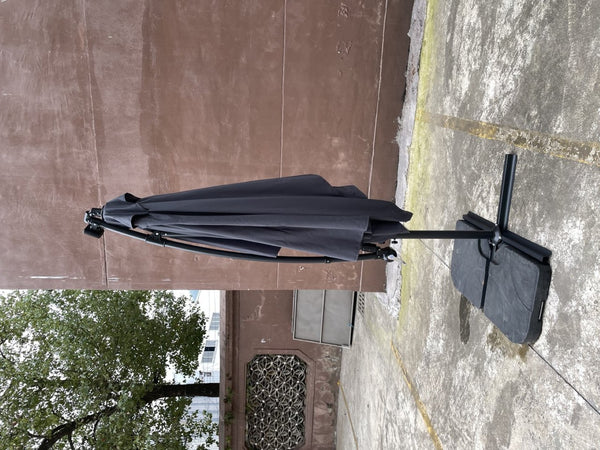 English Elm Rectangle Solar Led Patio Umbrella with Crank Lift Upf 40 Waterproof Garden Shade Anthracite W656127034