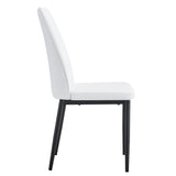 English Elm Modern Dining Chairs Set Of 6, Side Dining Room/Kitchen Chairs, Faux Leather Upholstered Seat and Metal Legs Side Chairs, White