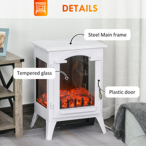 English Elm 23" Electric Fireplace Heater Stove with Realistic LED Logs, 750/1500W Heat, Safety Features, White W2225140844