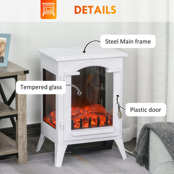 English Elm 23" Electric Fireplace Heater Stove with Realistic LED Logs, 750/1500W Heat, Safety Features, White W2225140844