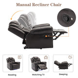 Hearth and Haven Home Theater Seating Manual Recliner Chair with Center Console and Led Light Strip For Living Room WF310727AAD