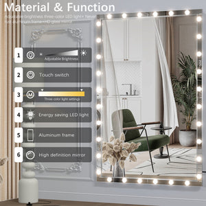 English Elm Hollywood Led Full Body Mirror - Extra Large 72X48 Vanity Mirror With 3 Adjustable Color Modes & Dimmable Lights W708131918