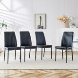 English Elm Modern Dining Chairs Set Of 6, Side Dining Room/Kitchen Chairs, Faux Leather Upholstered Seat and Metal Legs Side Chairs, Black