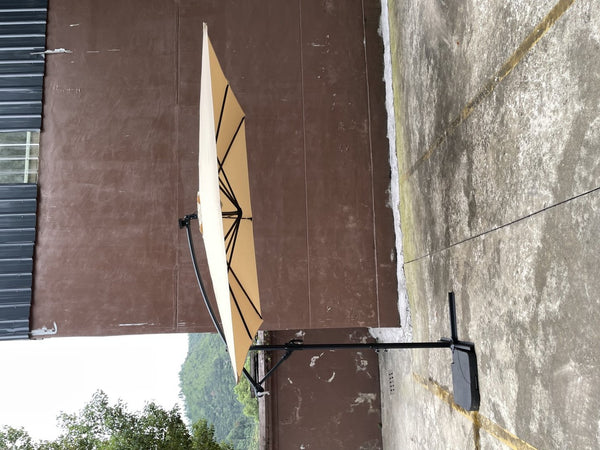 English Elm Square Solar Led Patio Umbrella Upf 40 Polyester Canopy with Crank Lift Wind Vent Tan W656127036