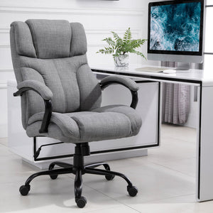 English Elm 500lbs Big and Tall Office Chair with Wide Linen Seat, Ergonomic Support, 500 lb Capacity, Tilt & Swivel, Light Grey W2225140855