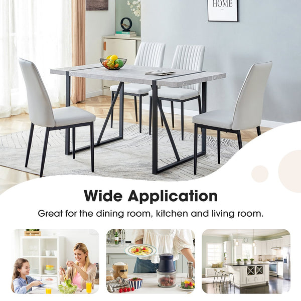 English Elm Modern 55" Dining Table for 4, Industrial MDF+Metal Rectangular Desk for Home, Office, Easy Assembly WF312270AAG